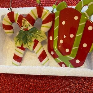 Holiday Candy Cane and Gift Ornament Set